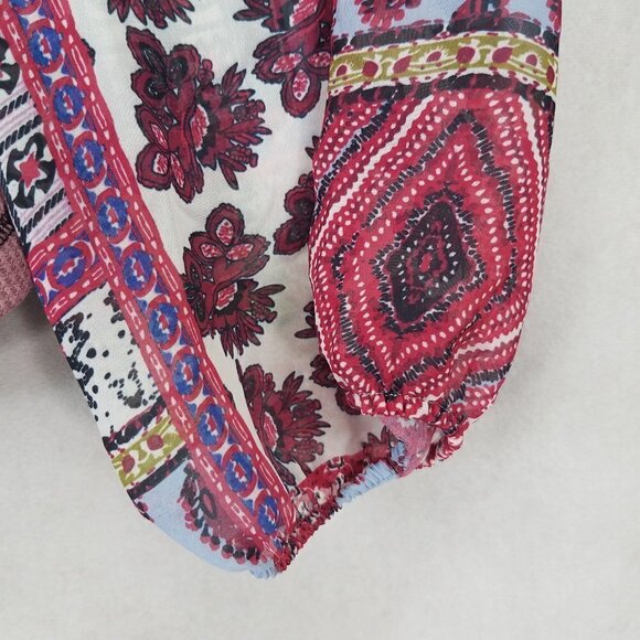 NEW Baea Size 1X Waffle Knit top in Blush with Contrasting Sleeves Boho NWT $88 - Picture 4 of 8